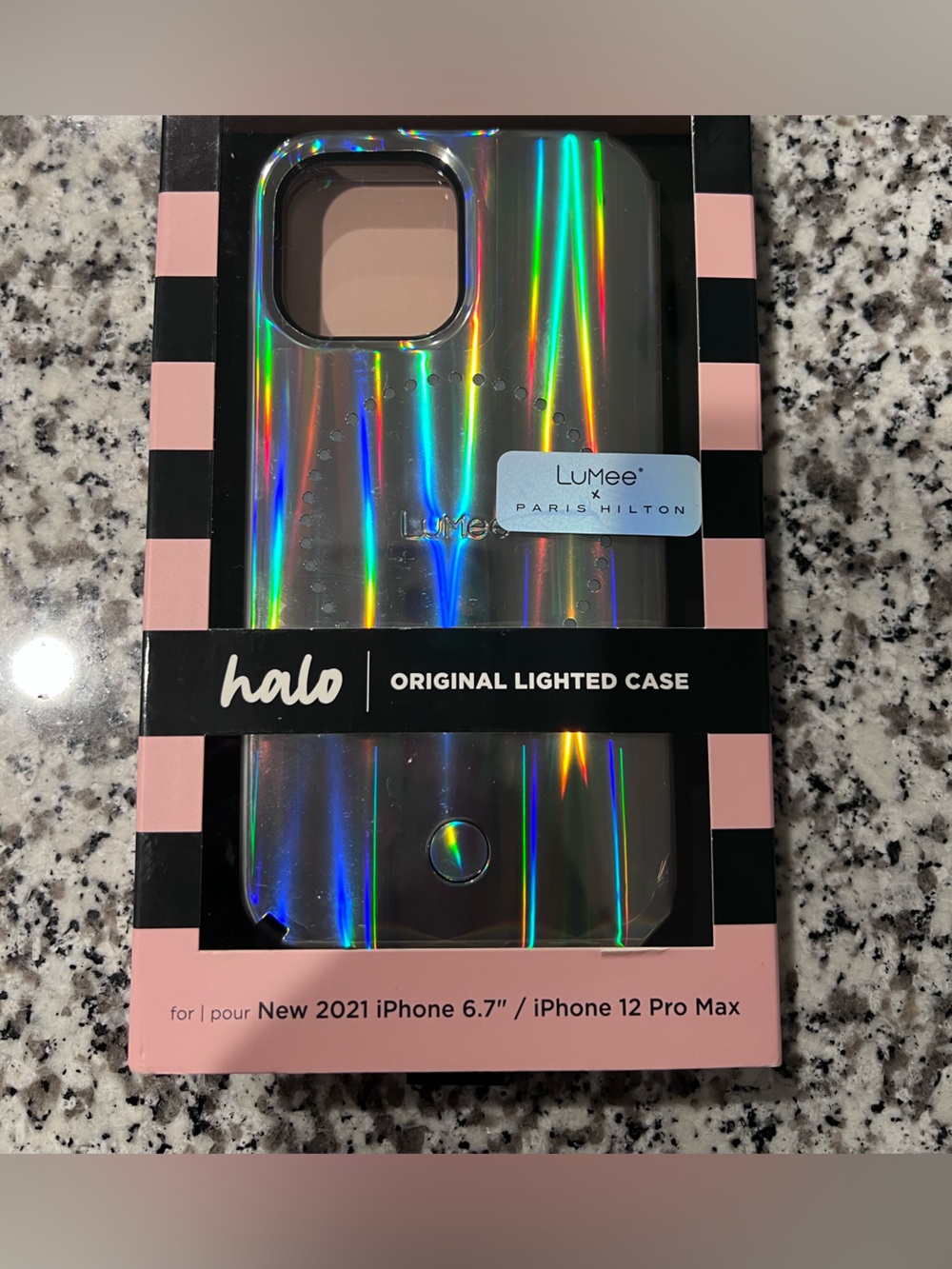 Paris Hilton Holographic Lighted Phone Case with Pink Accent